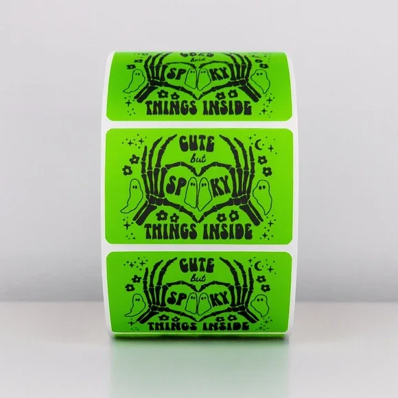 100 Cute But Spooky Stickers Roll 2x1 inch – Halloween Packaging Labels - Picture 2 of 5